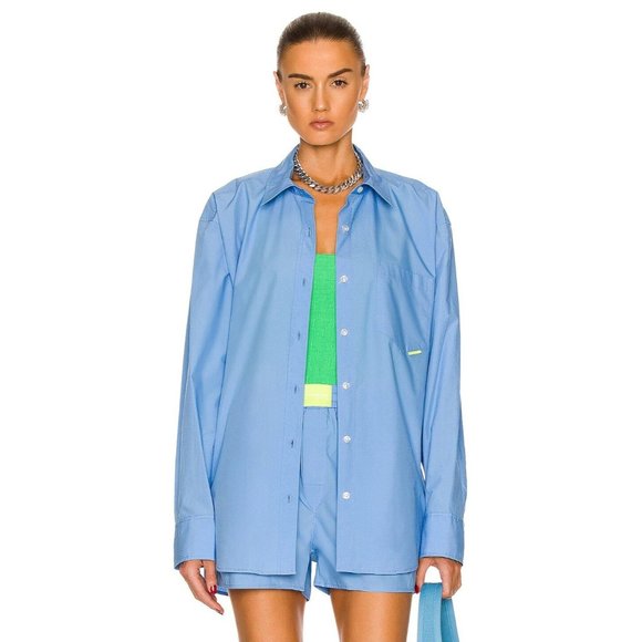 ALEXANDER WANG Button Down Boyfriend Shirt in Island Blue - NWT - Size Large - Picture 1 of 4